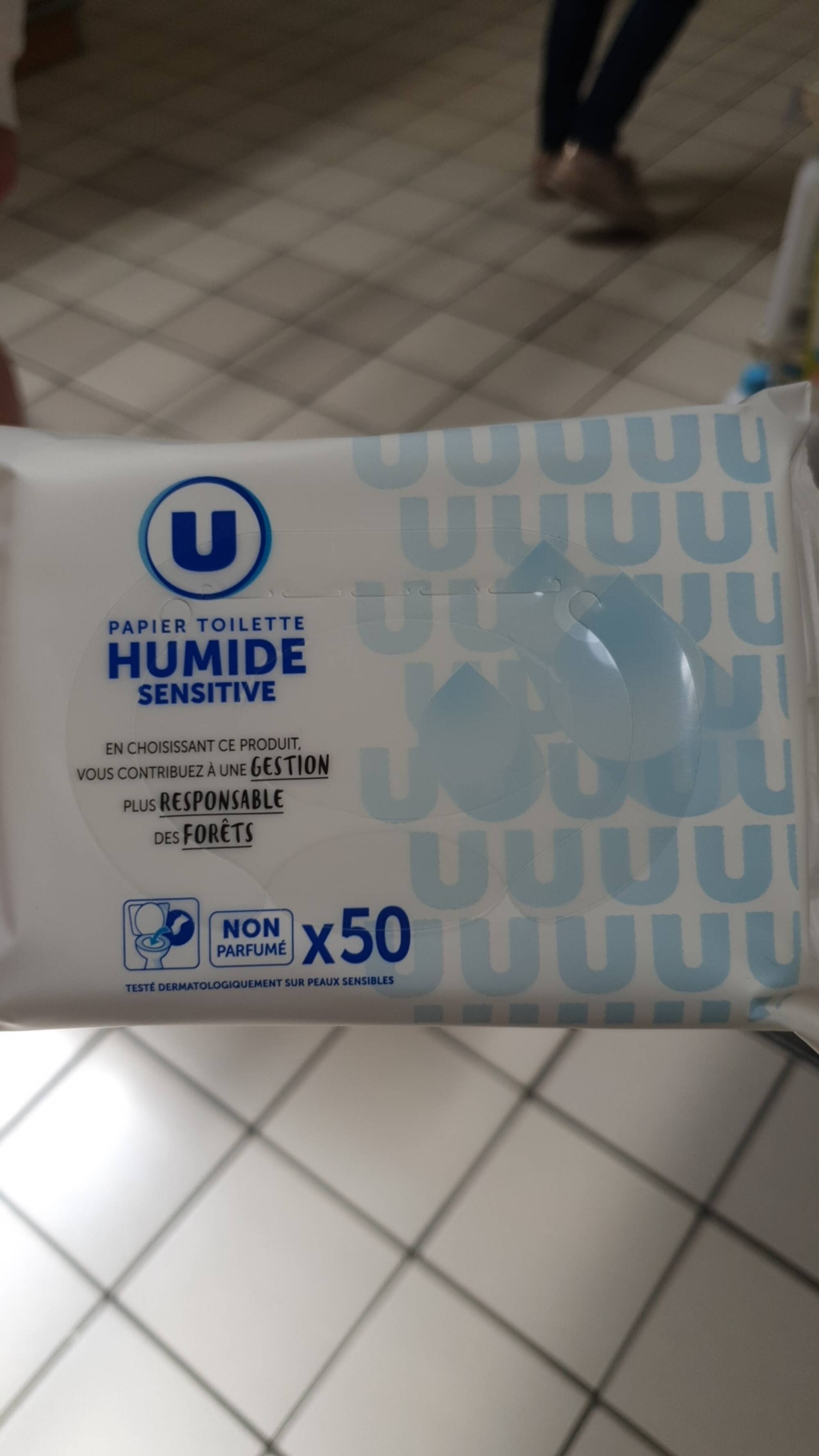 Papier toilette humide sensitive x50 - Super U, Hyper U, U Express 