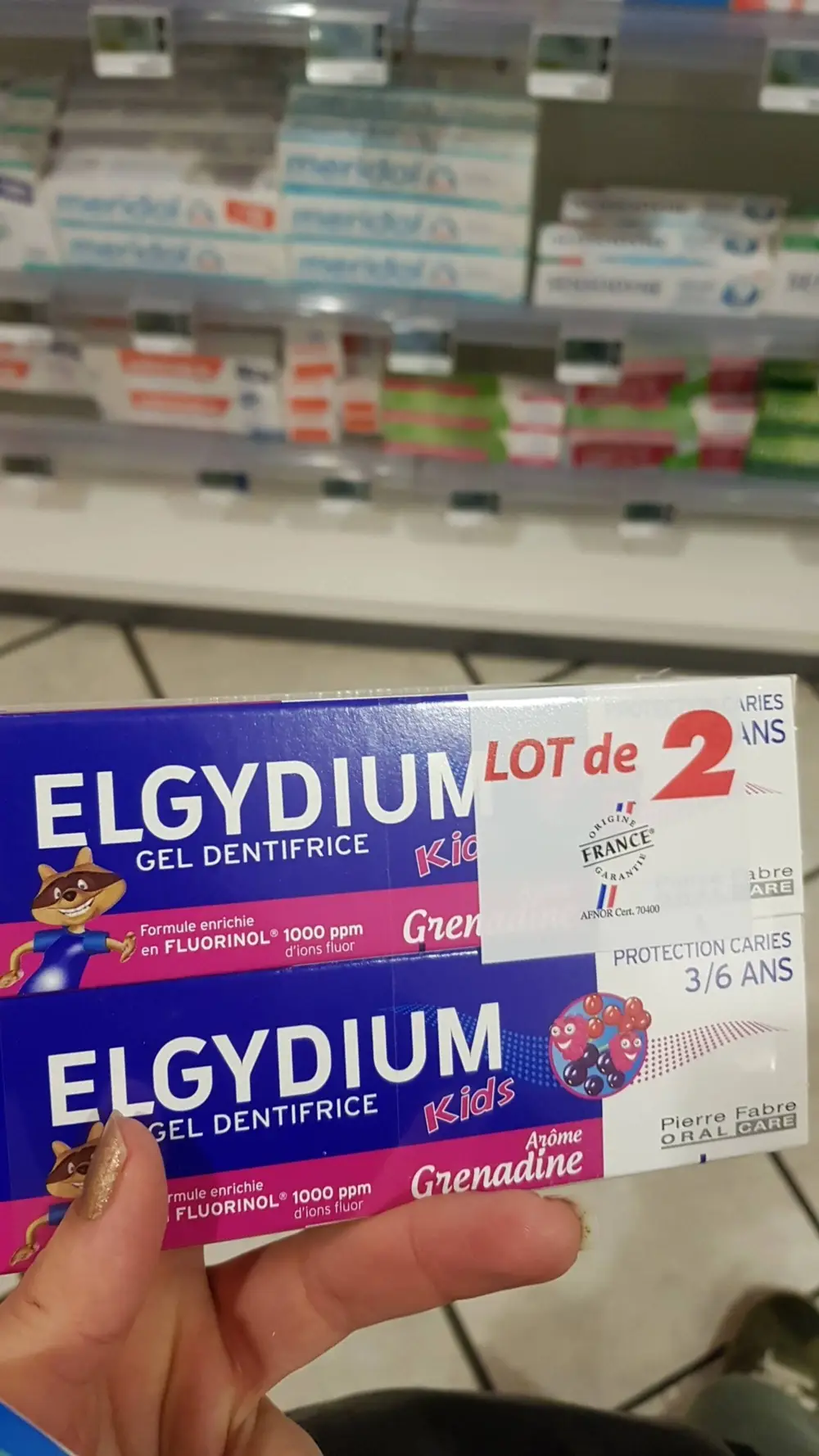 ELGYDIUM - Gel dentifrice kids 3/6 ans arôme grenadine