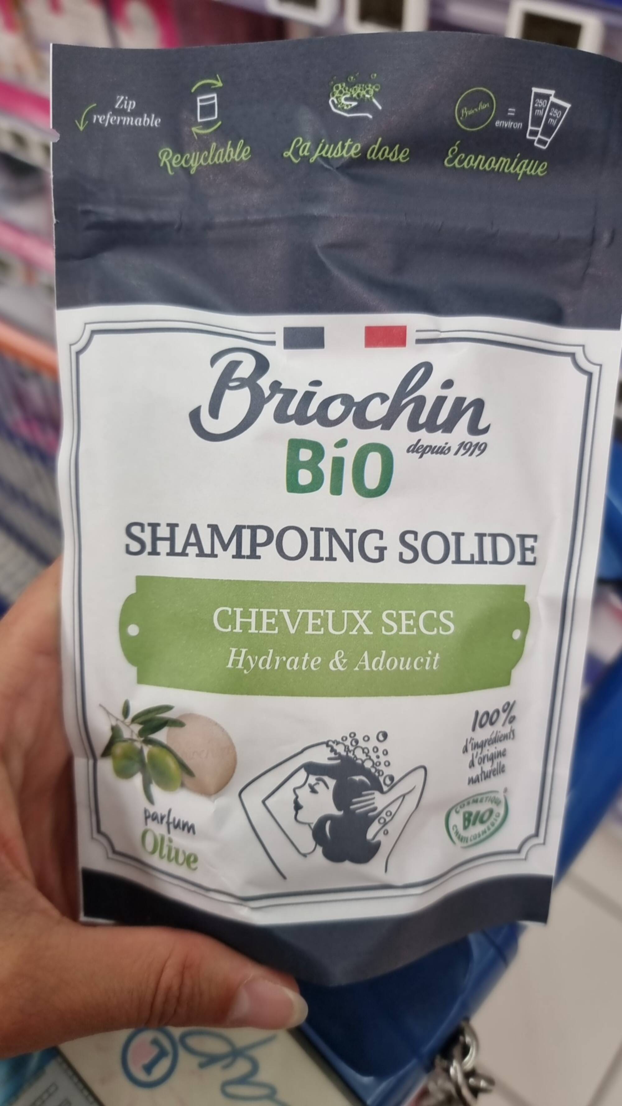 BRIOCHIN - Cheveux secs - Shampoing solide parfum olive