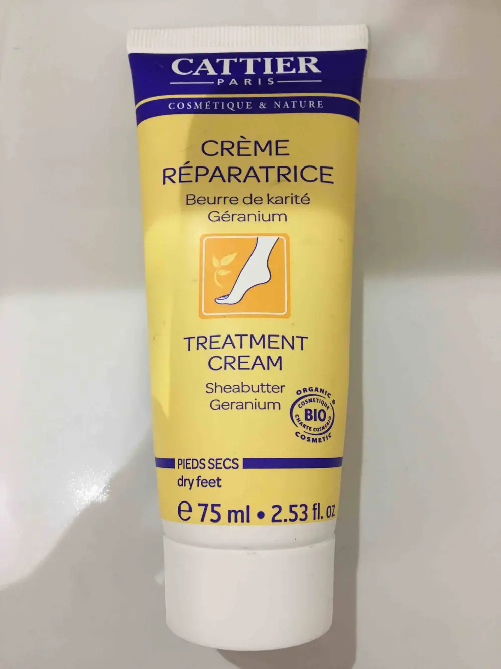 CATTIER - Crème réparatrice pieds secs bio 