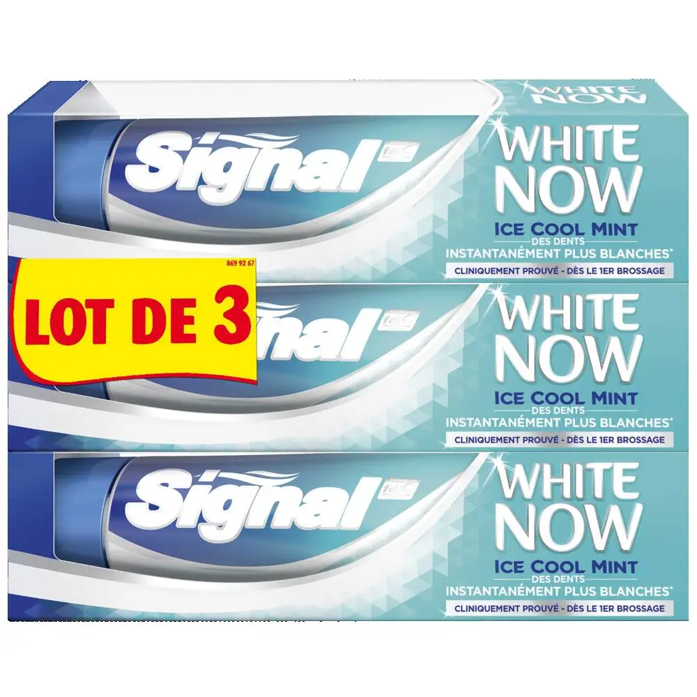 SIGNAL - Signal White Now Dentifrice Blancheur Ice Cool Mint 75ml Lot de 3