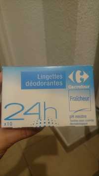CARREFOUR - Lingettes déodorantes fraîcheur 24h
