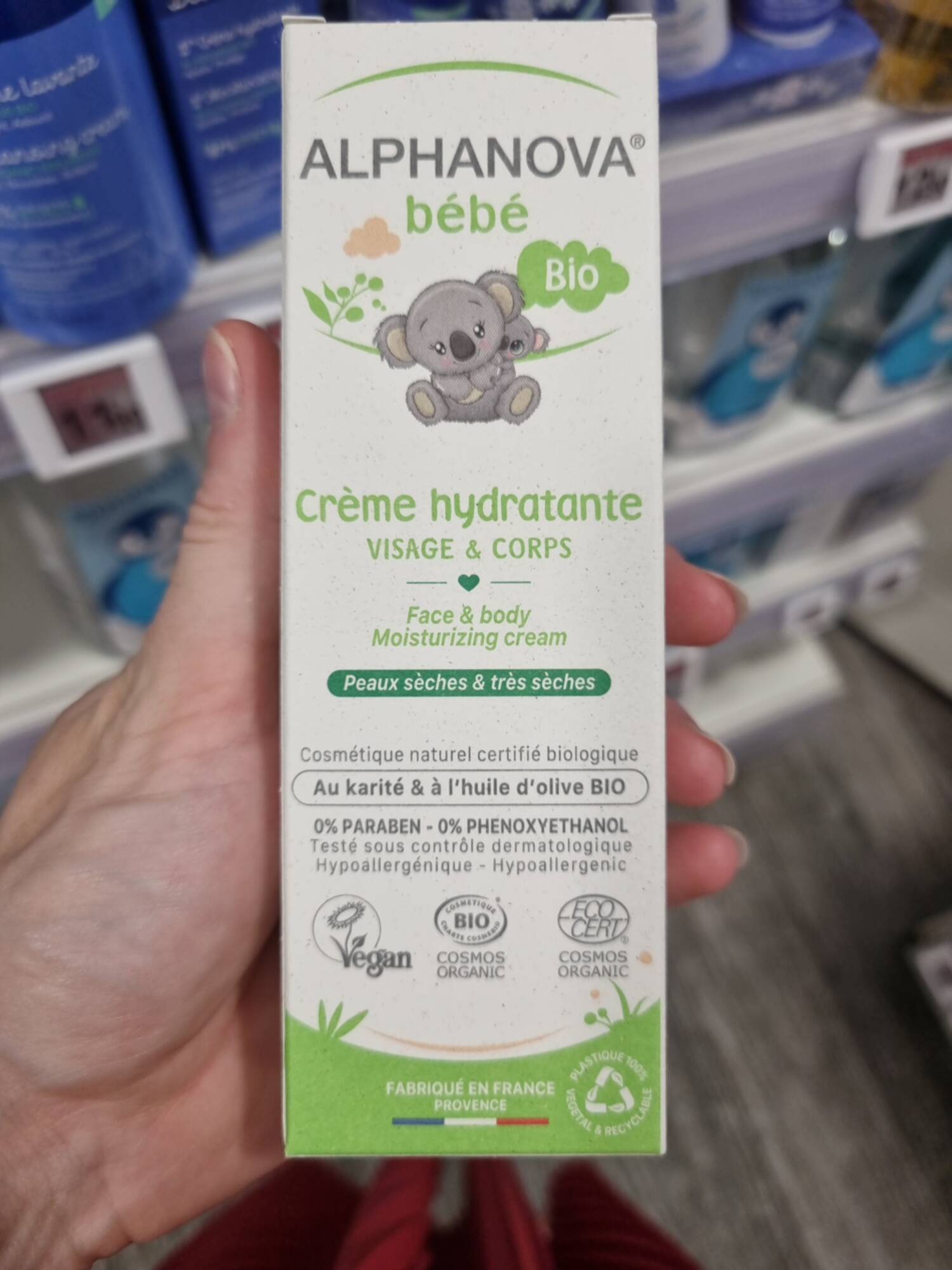ALPHANOVA - Crème hydratante visage et corps- peau sèche et très sèche