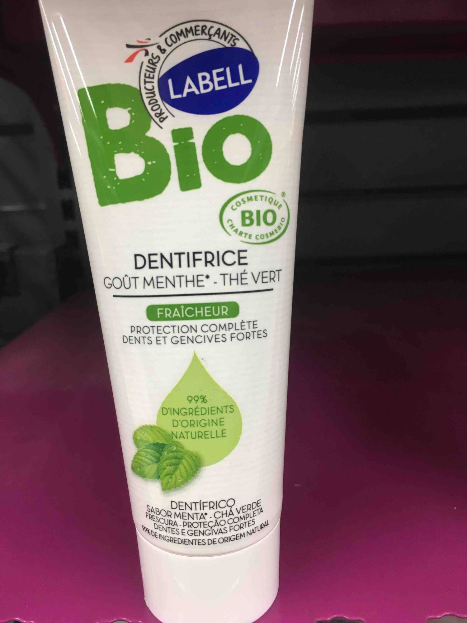 LABELL - Bio - Dentifrice goût menthe thé vert