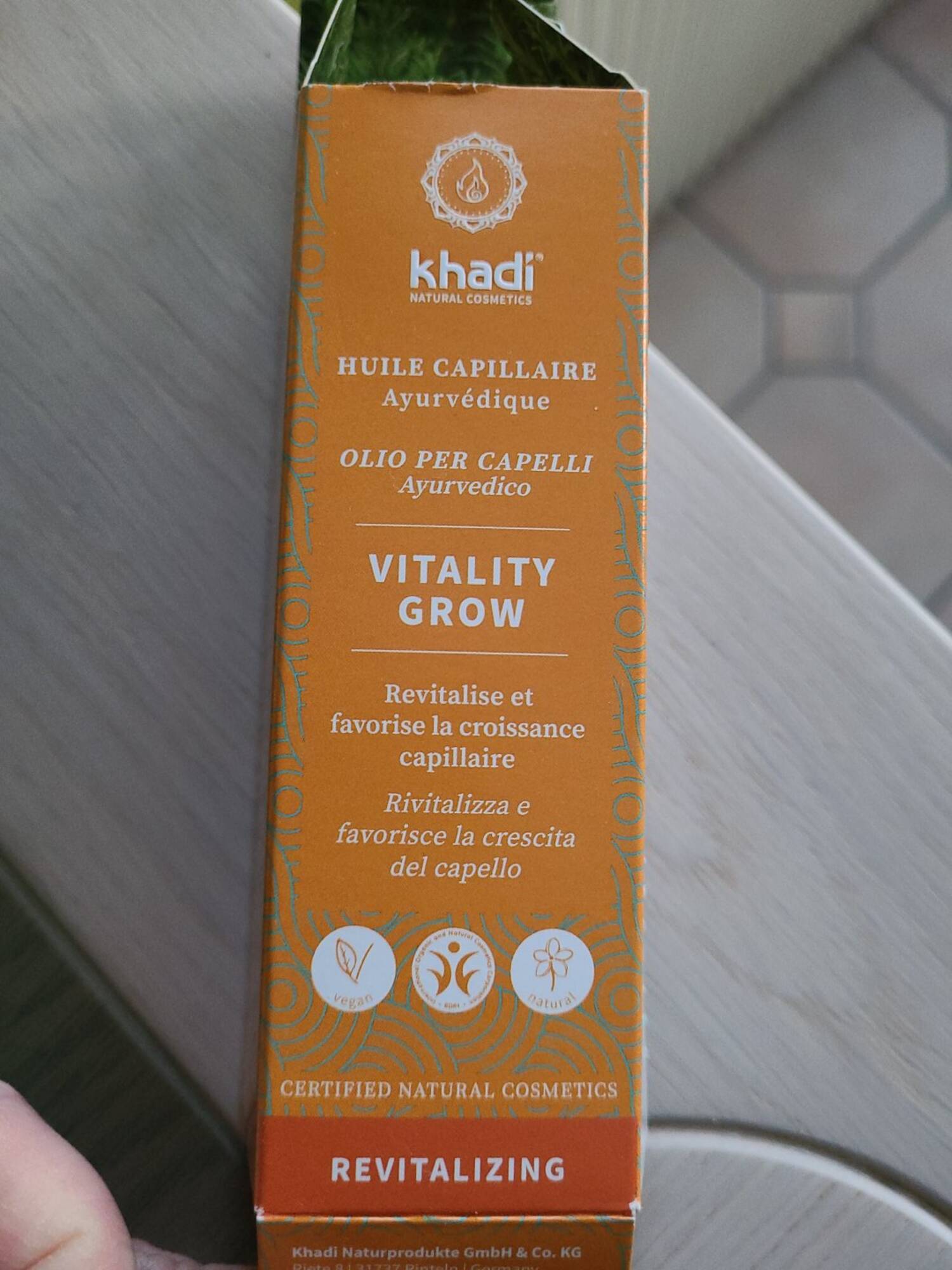 KHADI - Vitality grow - Huile capillaire ayurvédique
