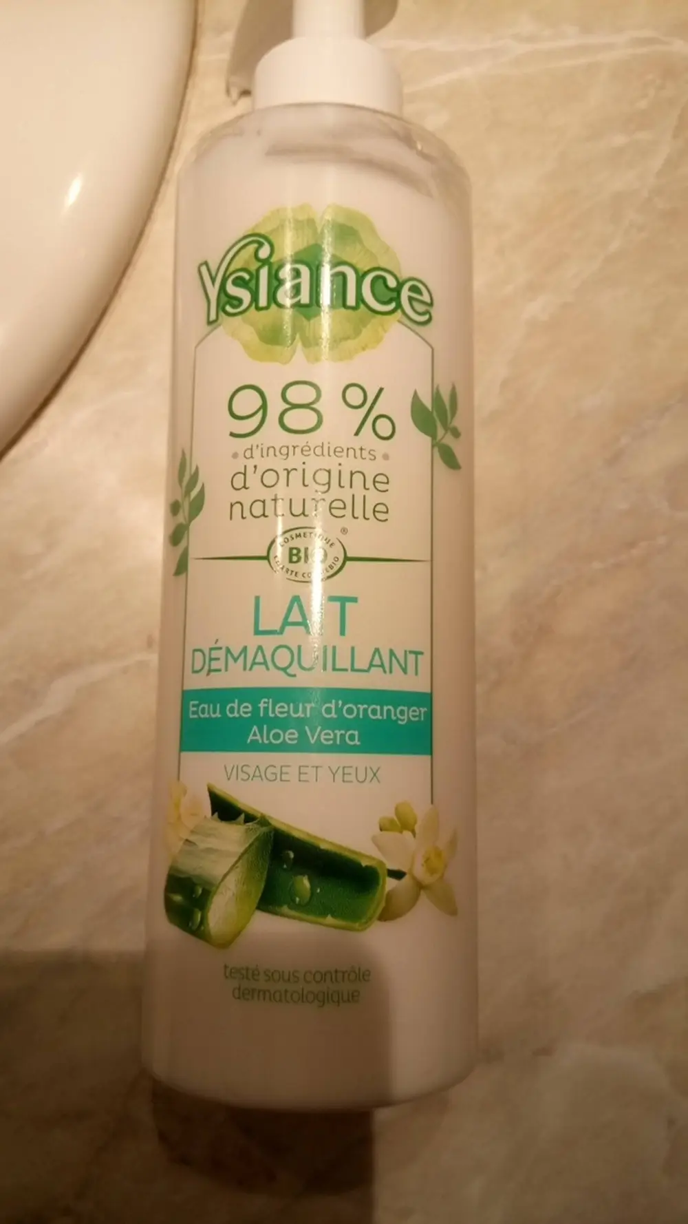 YSIANCE - Lait démaquillant - Eau de fleur d'oranger aloe vera bio