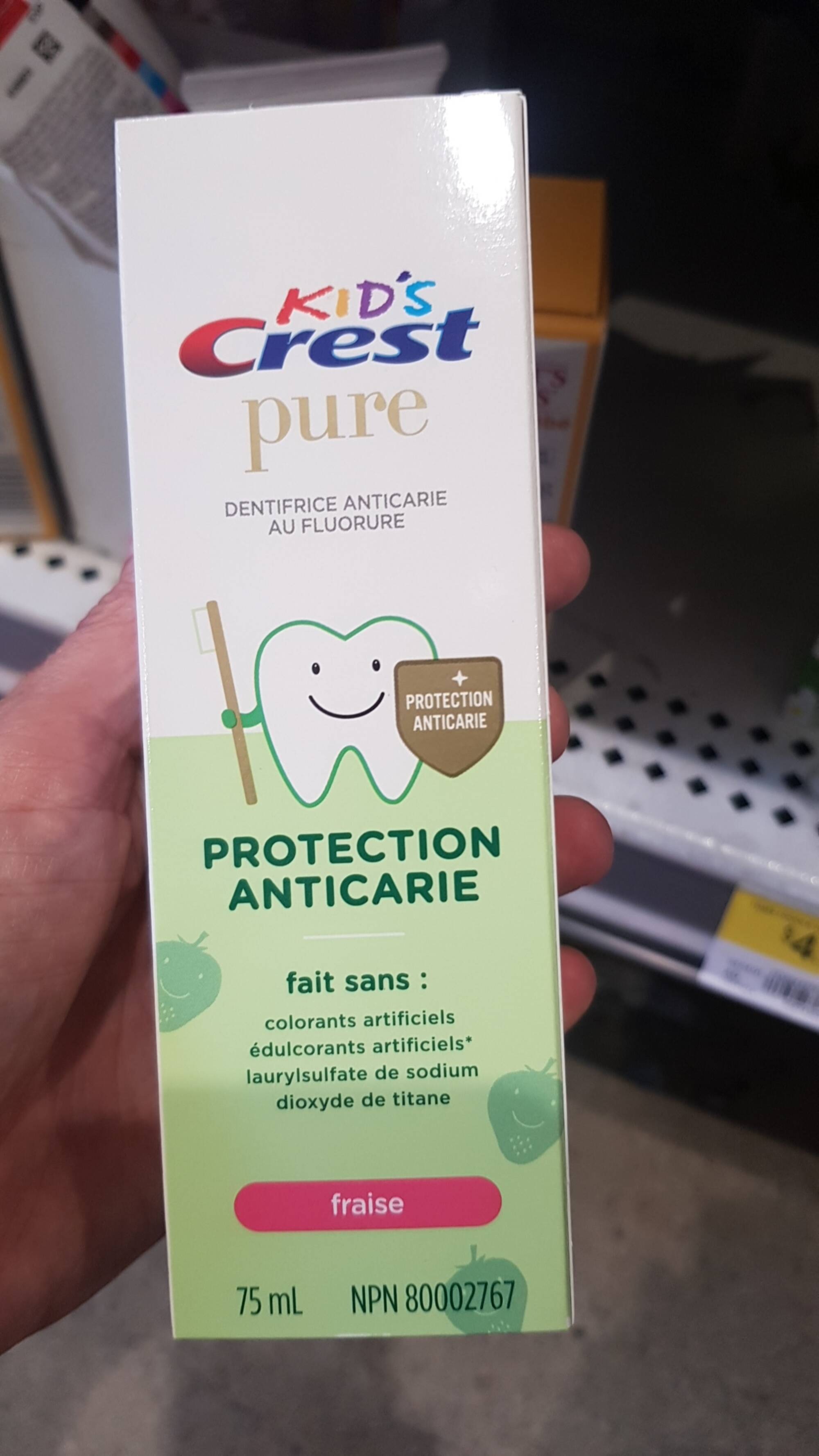 CREST - Kids - Pure dentifrice anticarie au fluorure