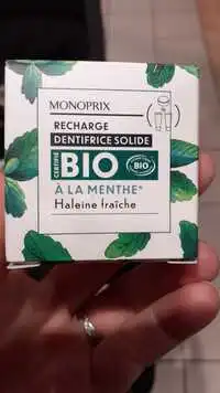 MONOPRIX - Recharge dentifrice solide bio à la menthe