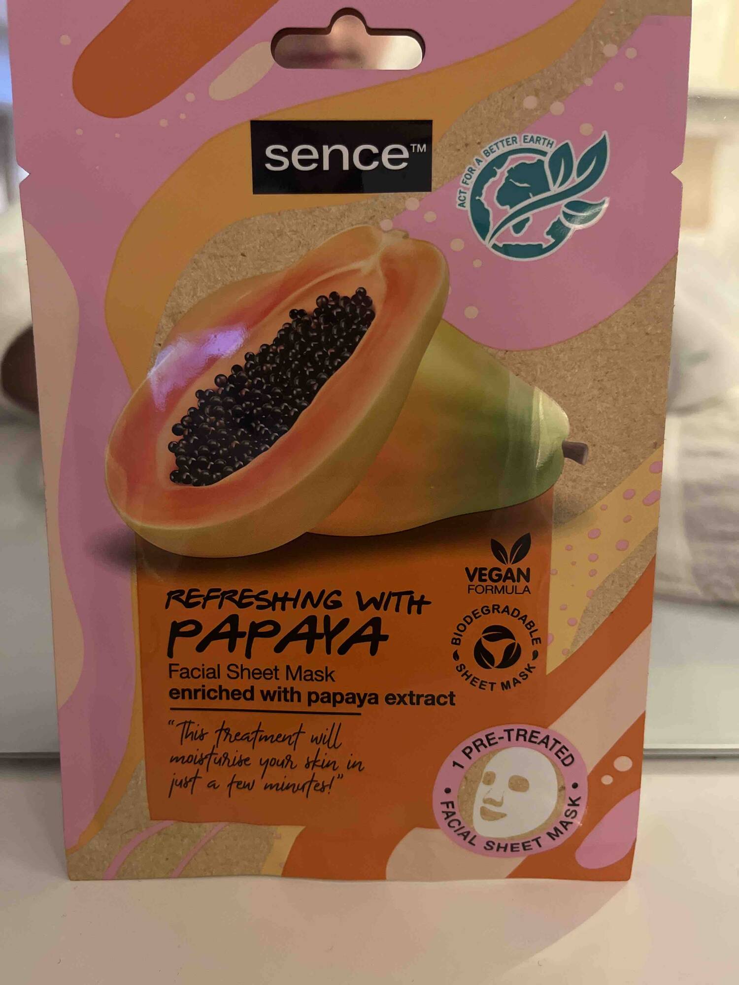 SENCE - Papaya - Facial sheet mask 