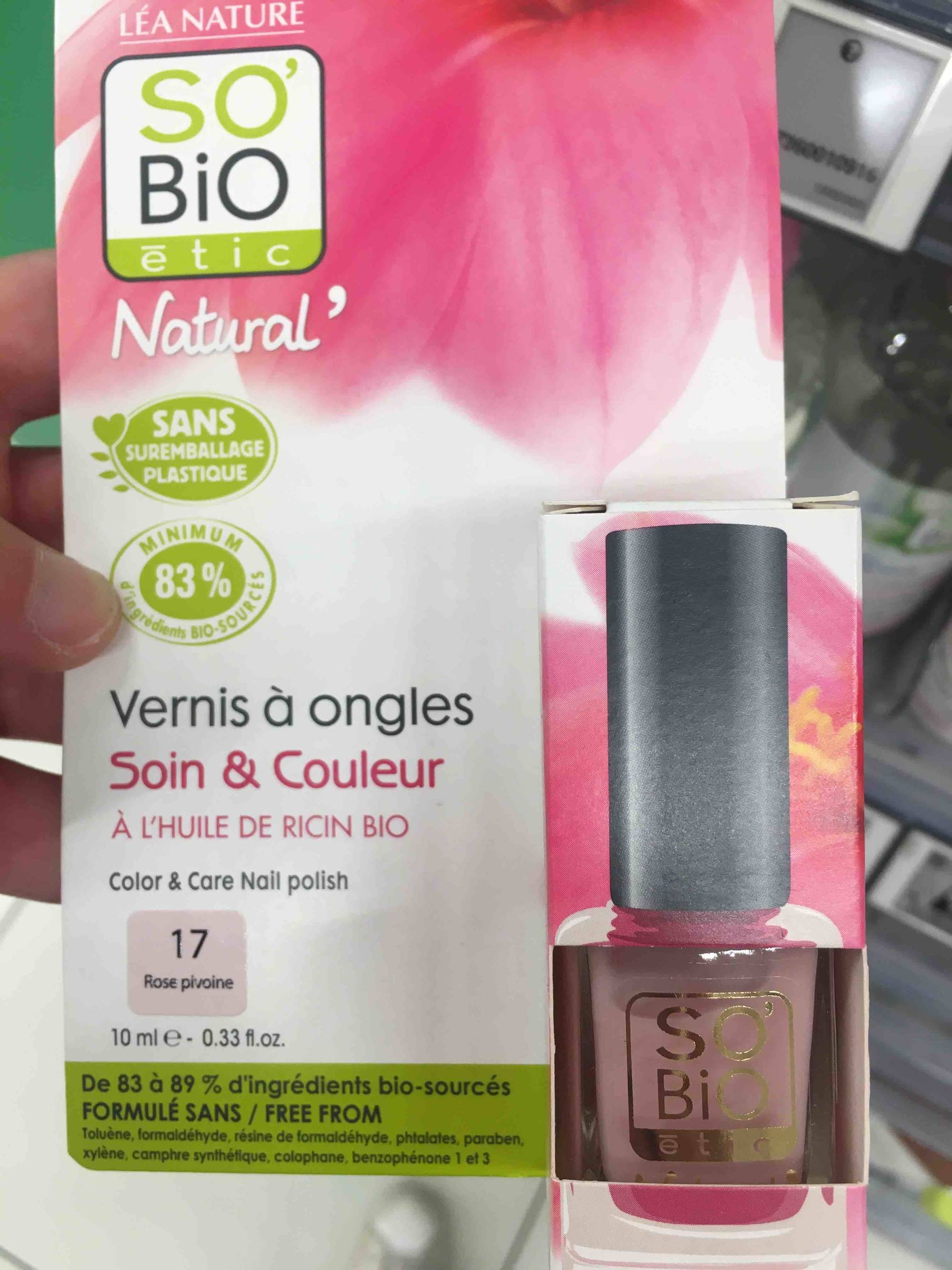 SO'BIO ÉTIC - Natural' - Vernis à ongles soin & couleur 17 rose pivoine