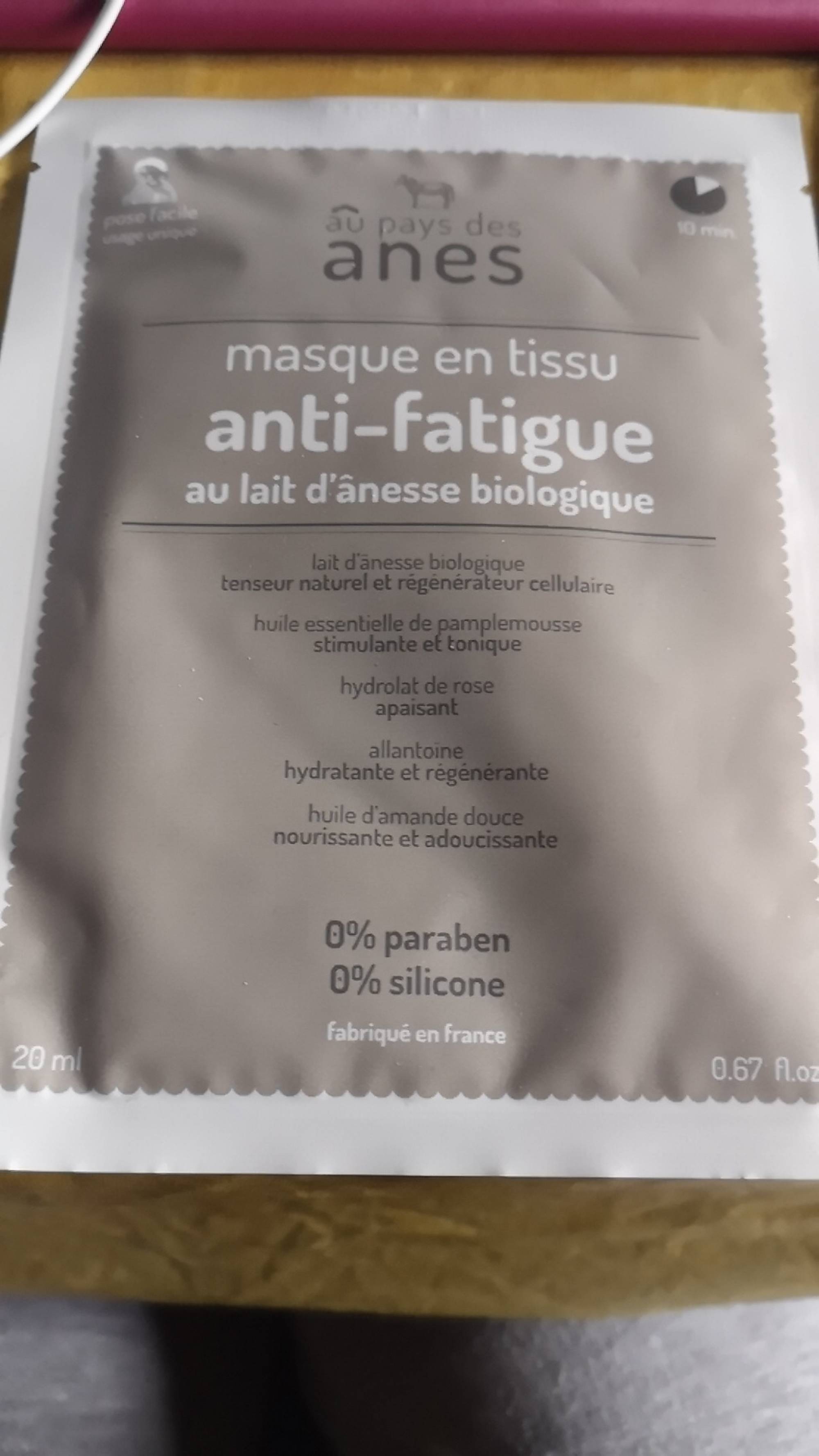AU PAYS DES ÂNES - Masque en tissu anti-fatigue au lait d'ânesse biologique