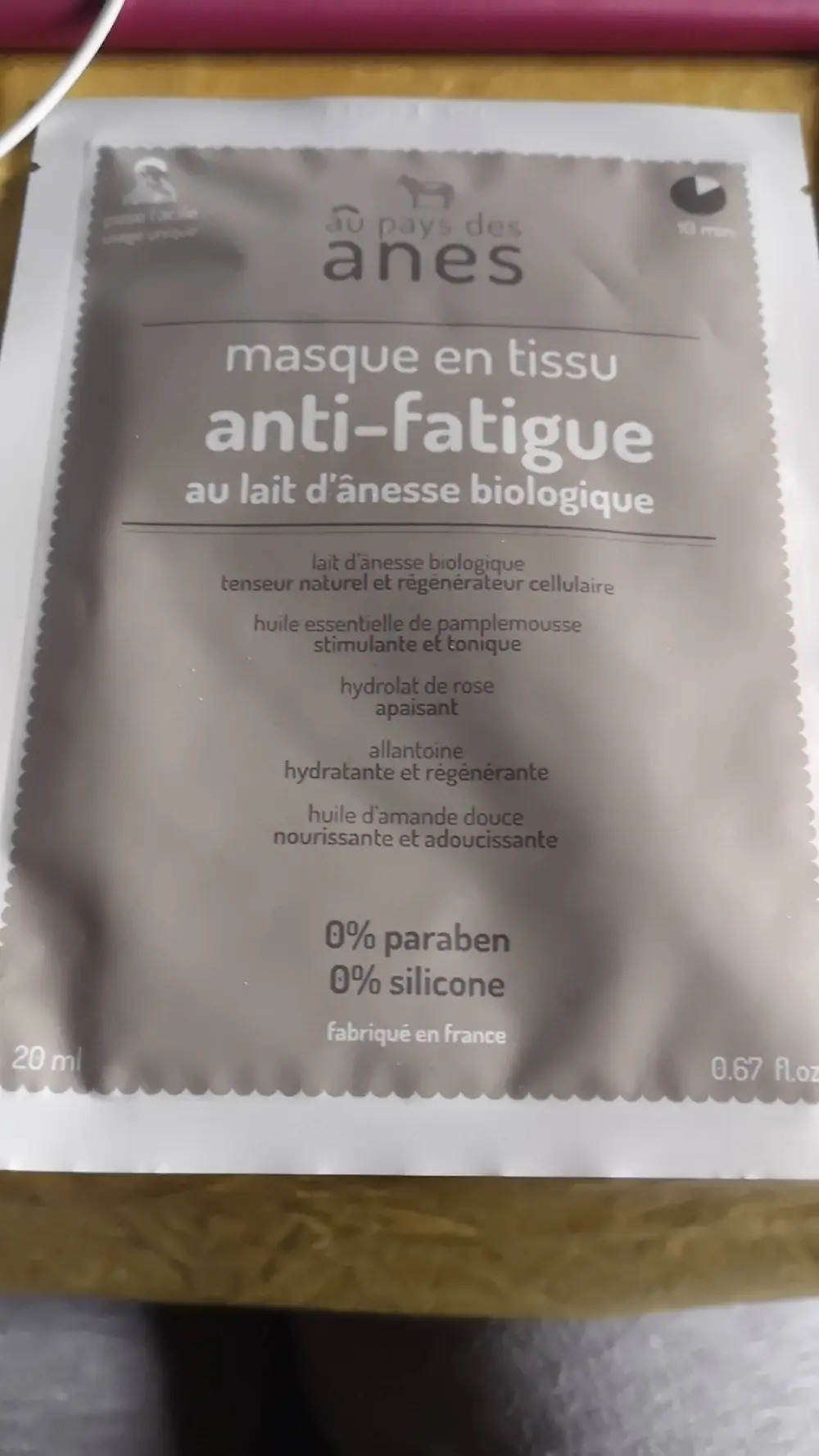 AU PAYS DES ÂNES - Masque en tissu anti-fatigue au lait d'ânesse biologique