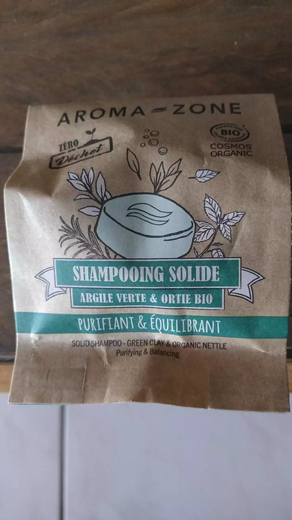 AROMA-ZONE - Argile verte & Ortie bio - Shampooing solide