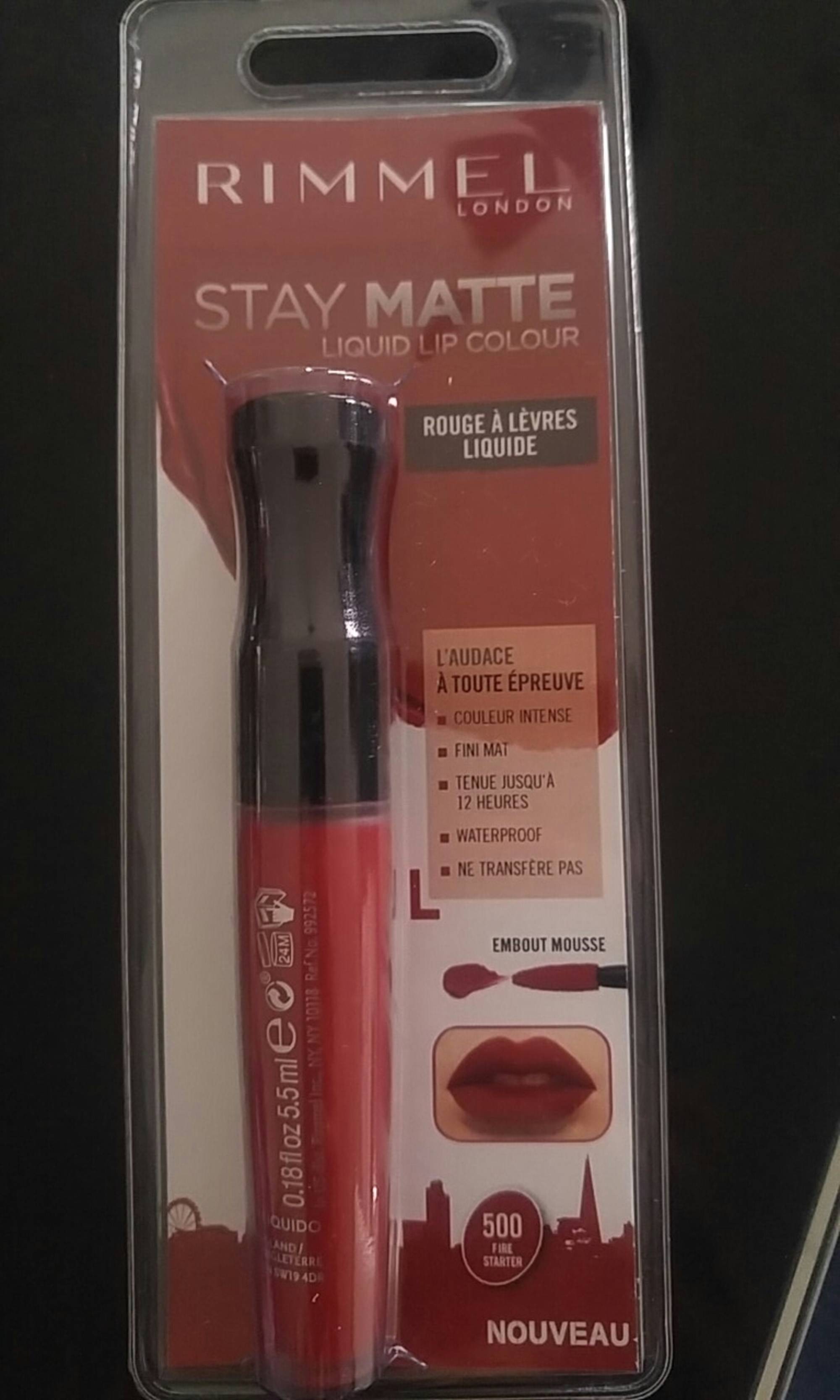 RIMMEL - Stay matte - Rouge à lèvres liquide 500 Fire starter