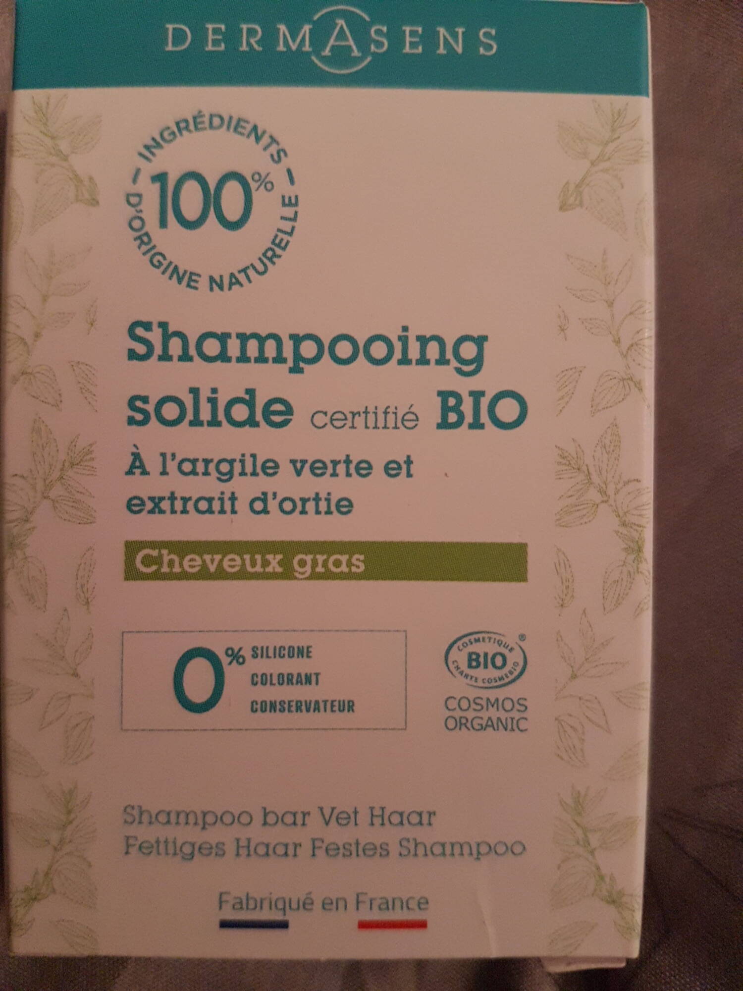 DERMASENS - Shampooing solide certifié bio 