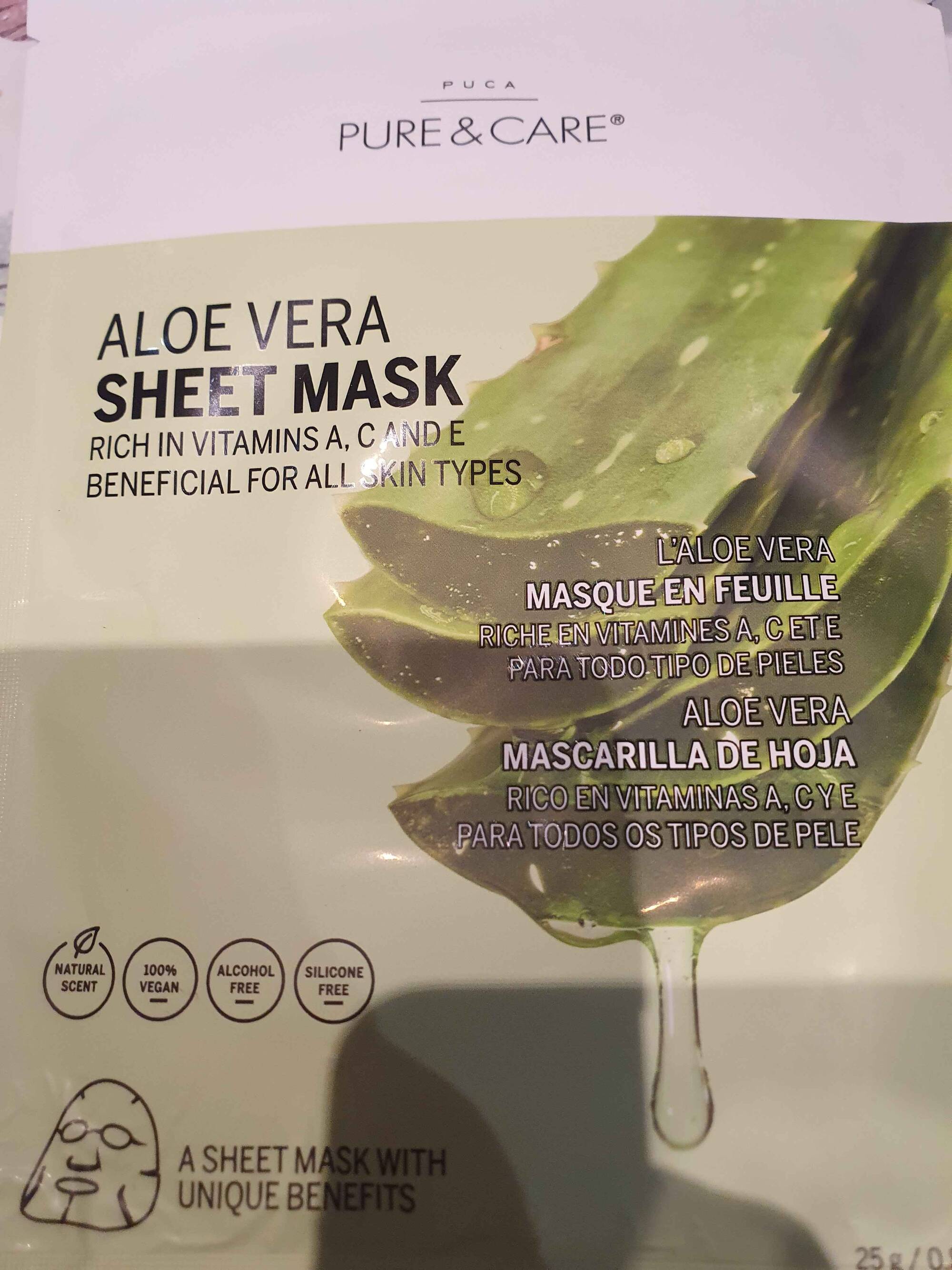 PURE & CARE - Masque en feuille aloe vera