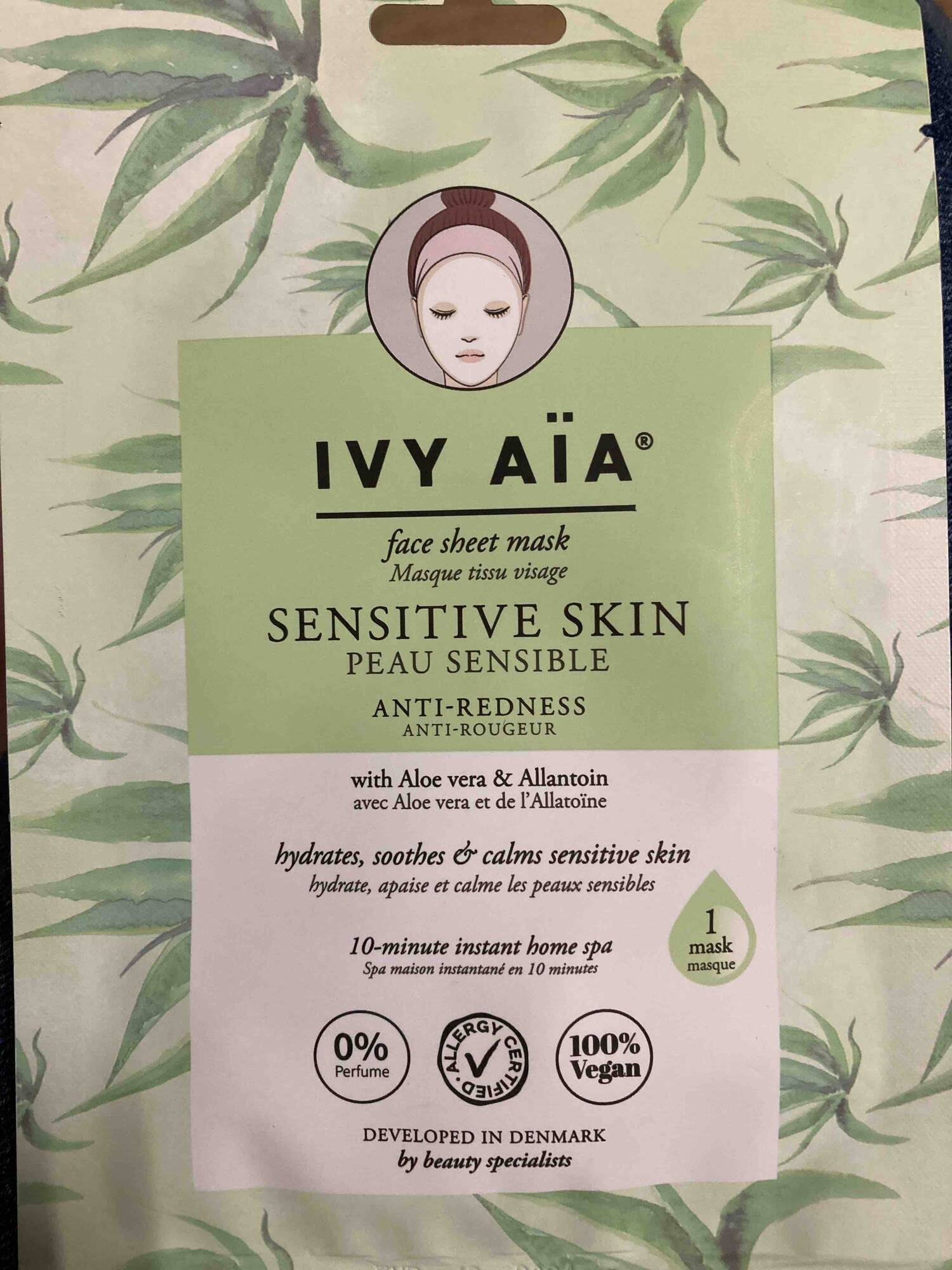 IVY AÏA - Masque tissu visage - Anti-rougeur