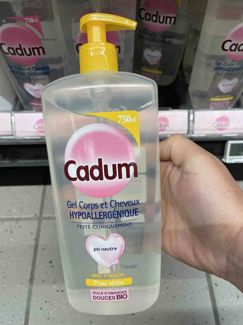 CADUM - Gel corps et cheveux hypoallergénique miel d'acacia