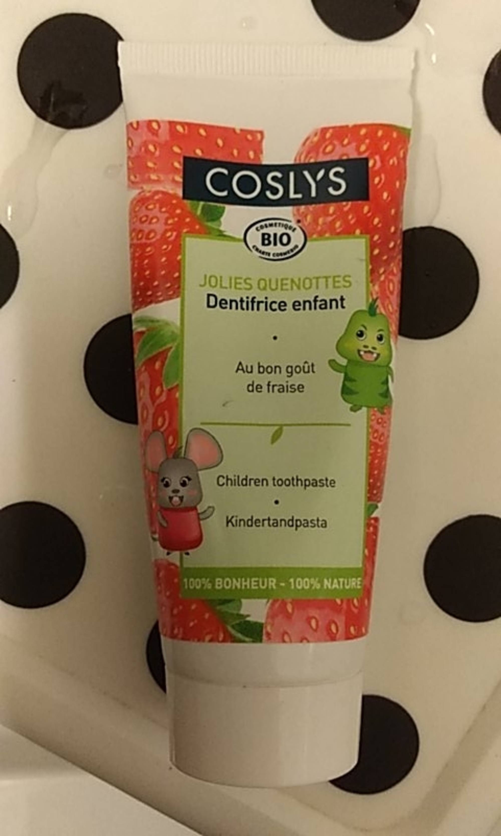 COSLYS - Jolies quenottes - Dentifrice bio au fraise