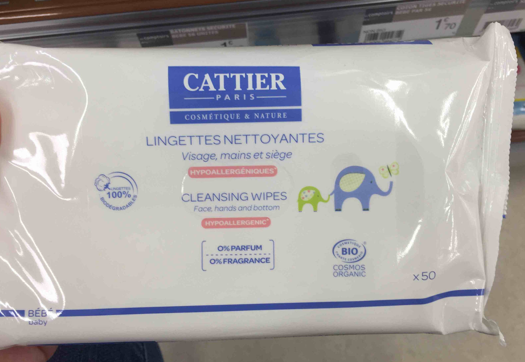 CATTIER - Bébé - Lingettes nettoyantes