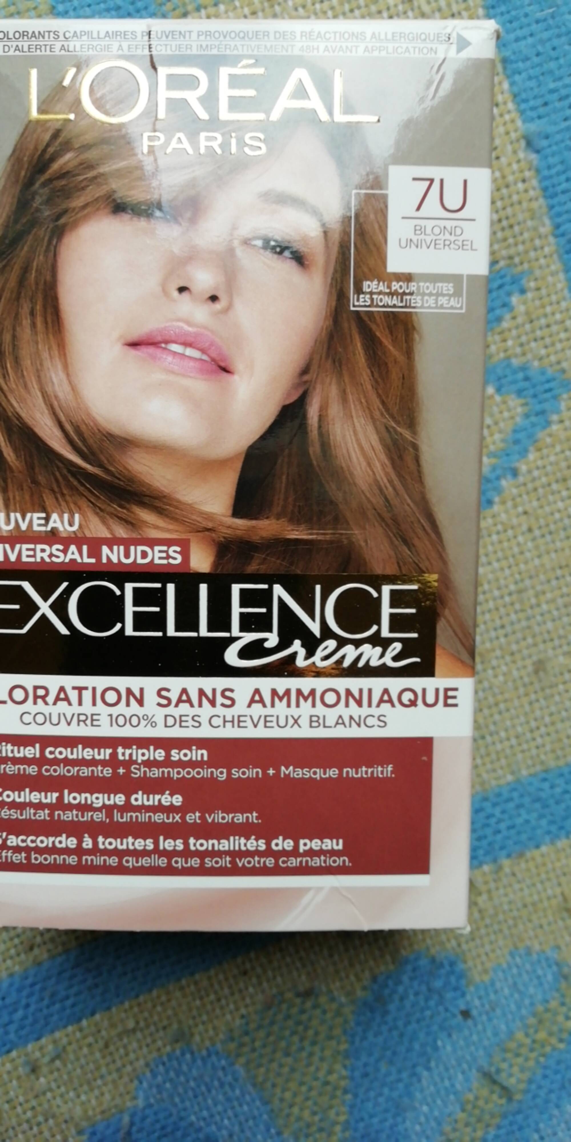 L'ORÉAL PARIS - Excellence crème - Coloration sans ammoniaque 7U blond universel