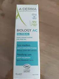 A-DERMA - Biology AC global - Soin matifiant anti-imperfections