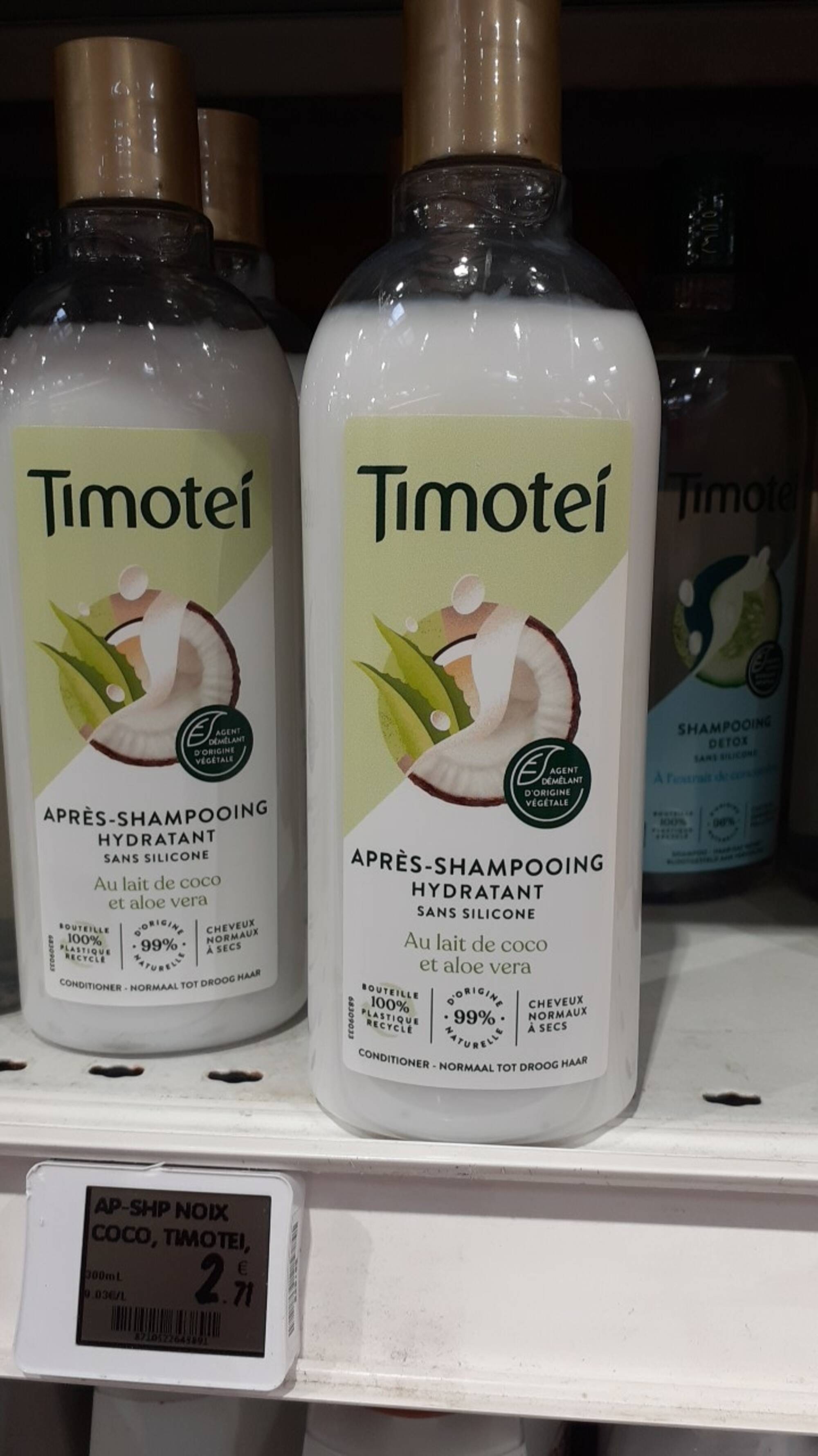TIMOTEI - Après-shampooing hydratant au lait de coco et aloe vera
