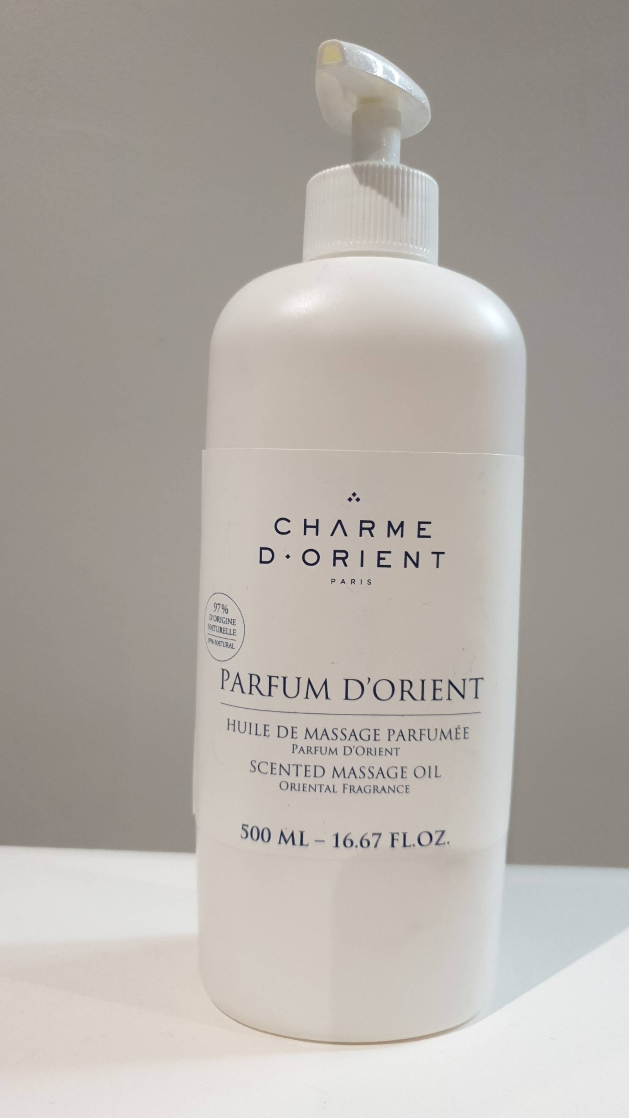 HUILE DE MASSAGE PARFUMEE Charme d'Orient Amphore 200 ml de – No Stress &  Beauté