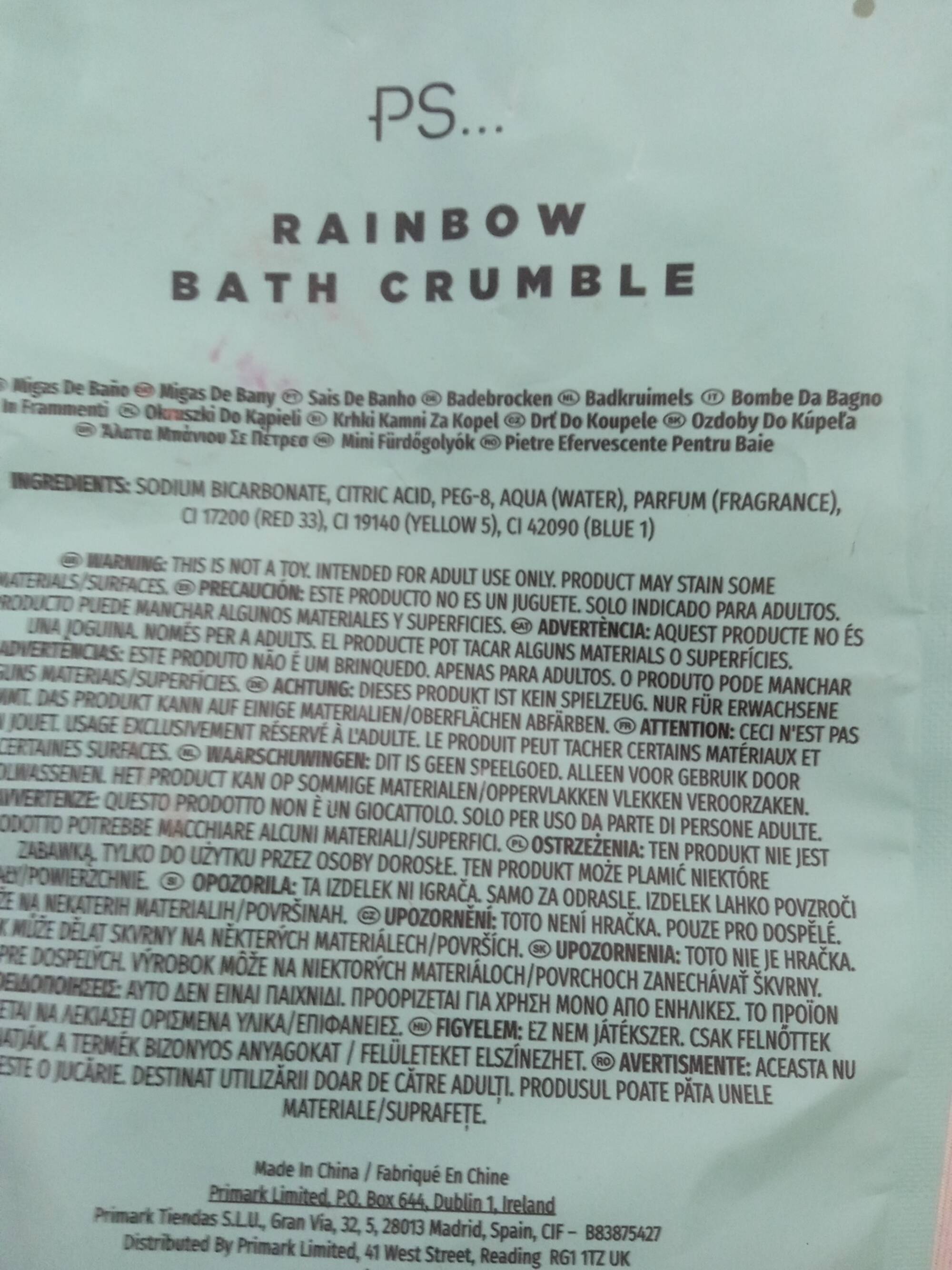 PRIMARK - Rainbow bath crumble 