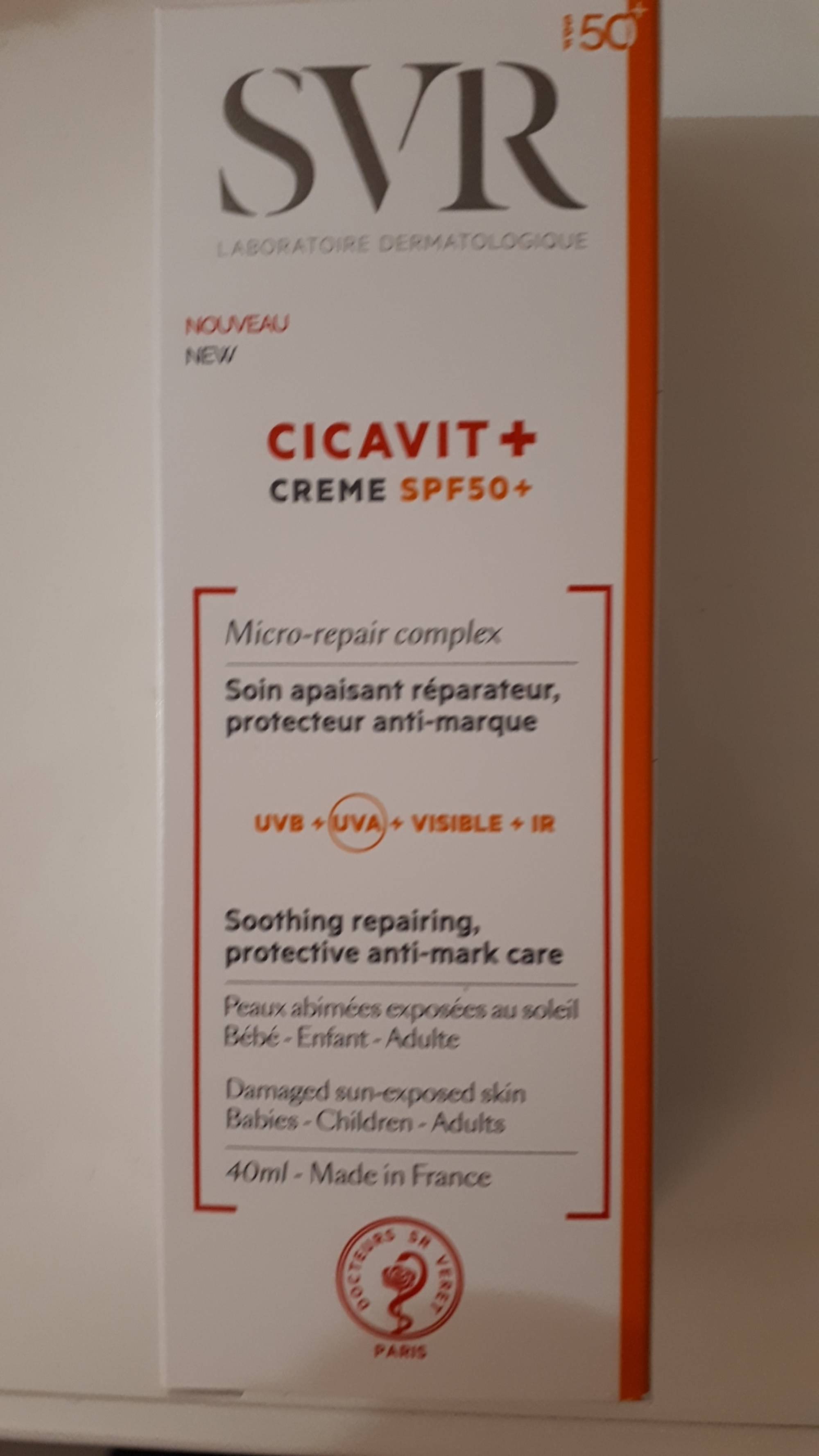 SVR - Cicavit+ - Crème SPF 50+