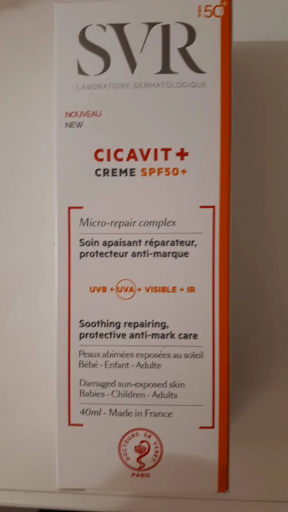 SVR - Cicavit+ - Crème SPF 50+