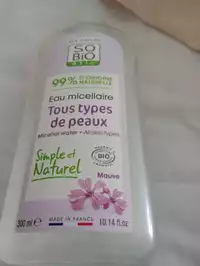 SO'BIO ÉTIC - Eau micellaire tous types de peaux mauve