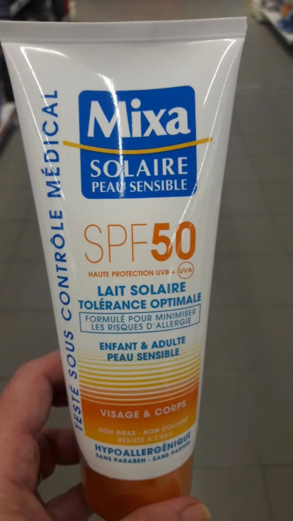 MIXA - Solaire peau sensible SPF 50 - Lait solaire tolérance optimale