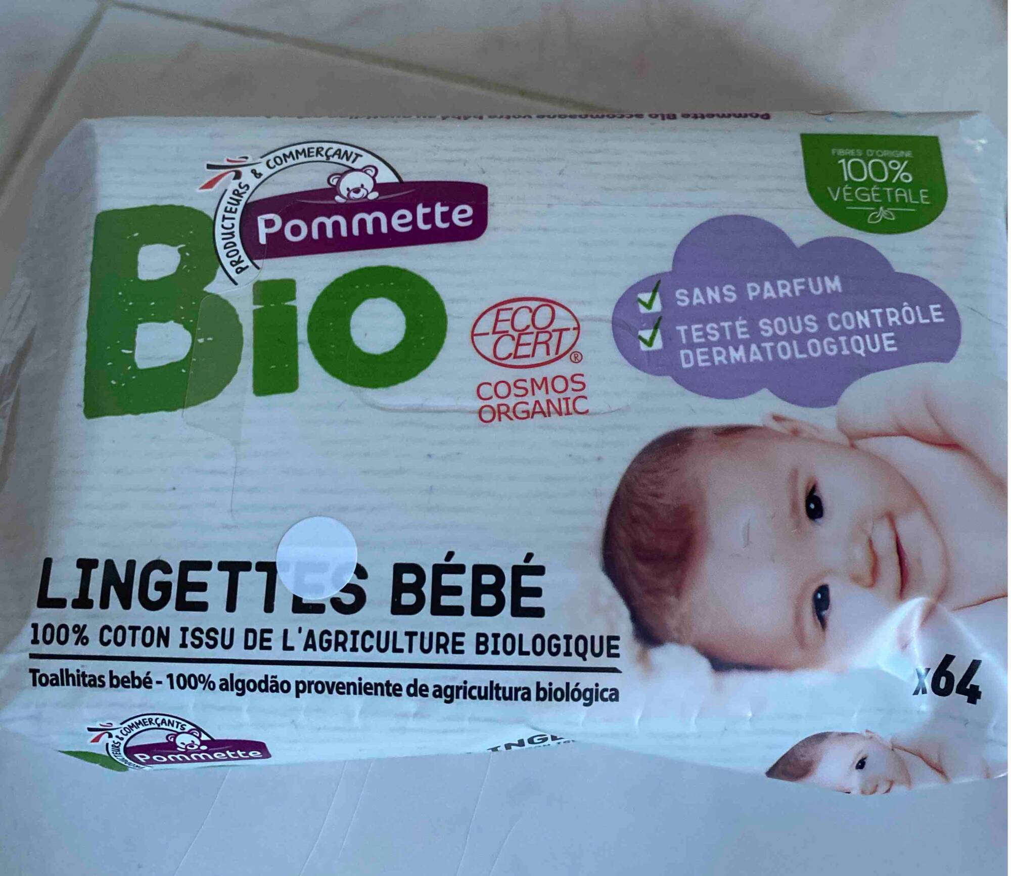 POMMETTE - Lingettes bébé sans parfum