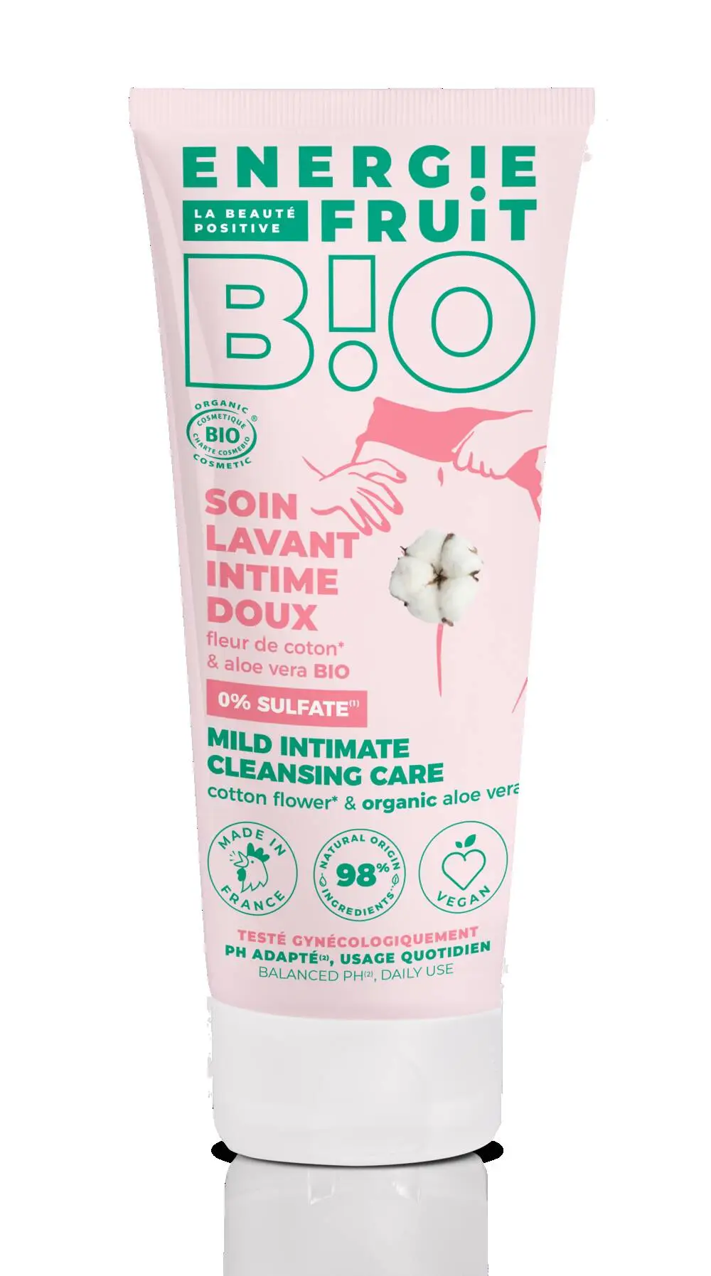 ENERGIE FRUIT - SOIN LAVANT INTIME DOUX BIO - 75ML - FORMAT VOYAGE - FLEUR DE COTON & ALOE VERA BIO