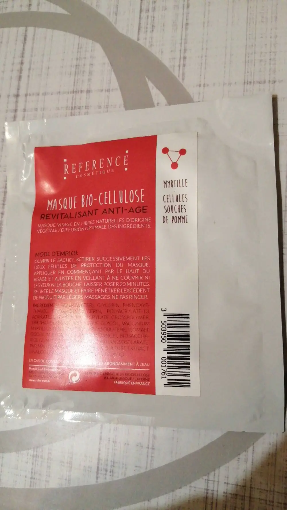 RÉFÉRENCE - Masque bio-cellulose revitalisant anti-age