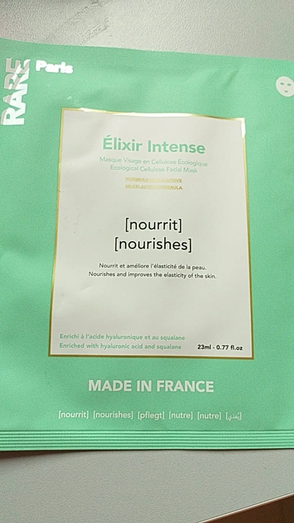RARE PARIS - Élixir intense - Masque visage en cellulose écologique