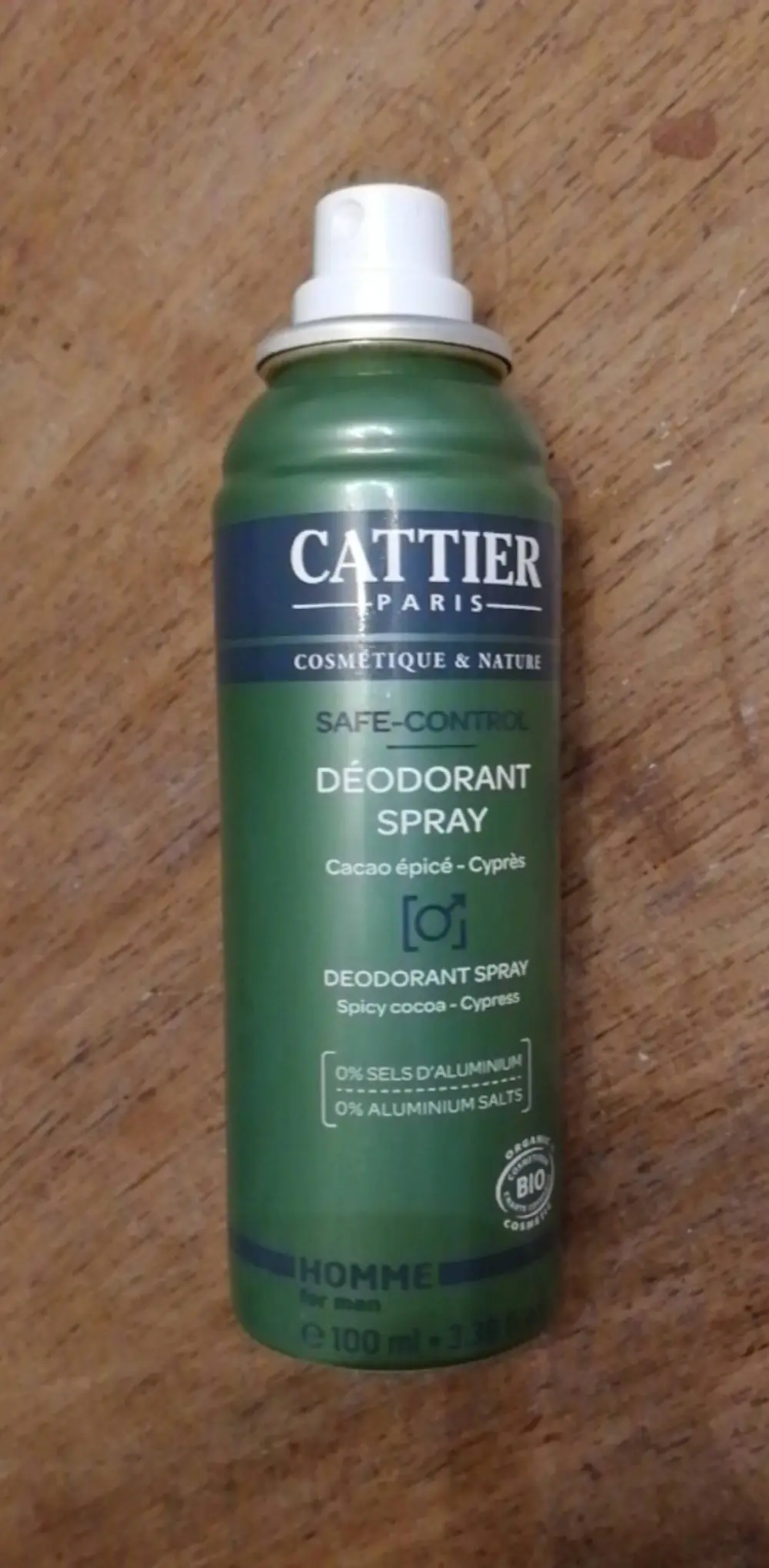 CATTIER - Safe-control homme - Déodorant spray bio