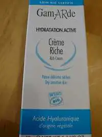 GAMARDE - Hydratation active - Crème riche - Peaux délicates sèches