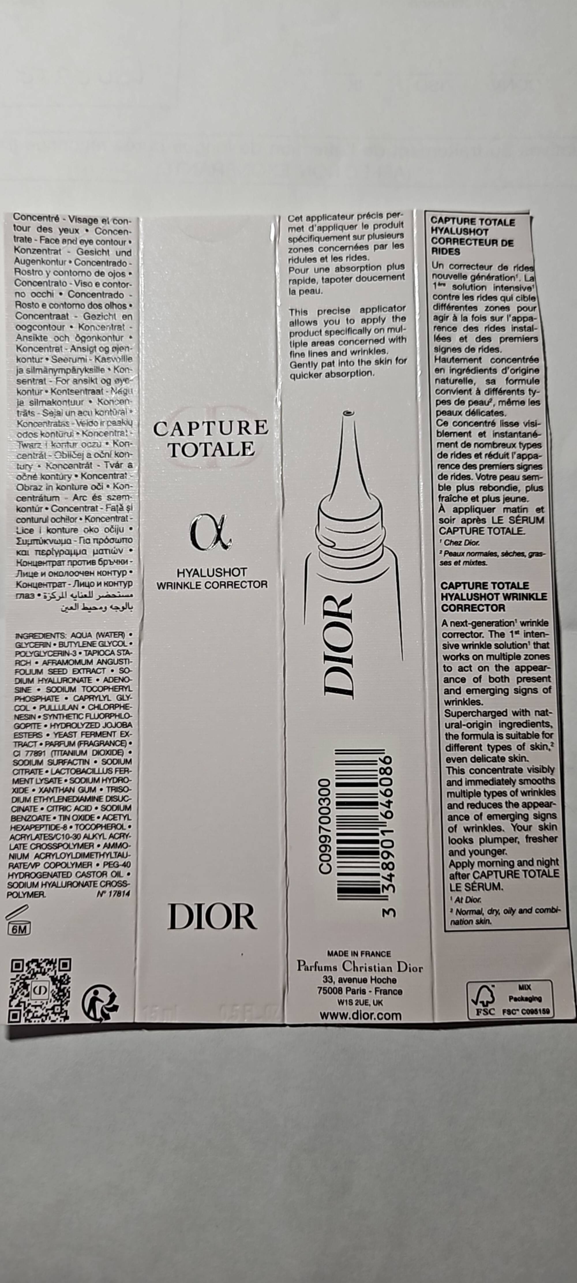 DIOR - Capture totale - Hyalushot correcteur de rides