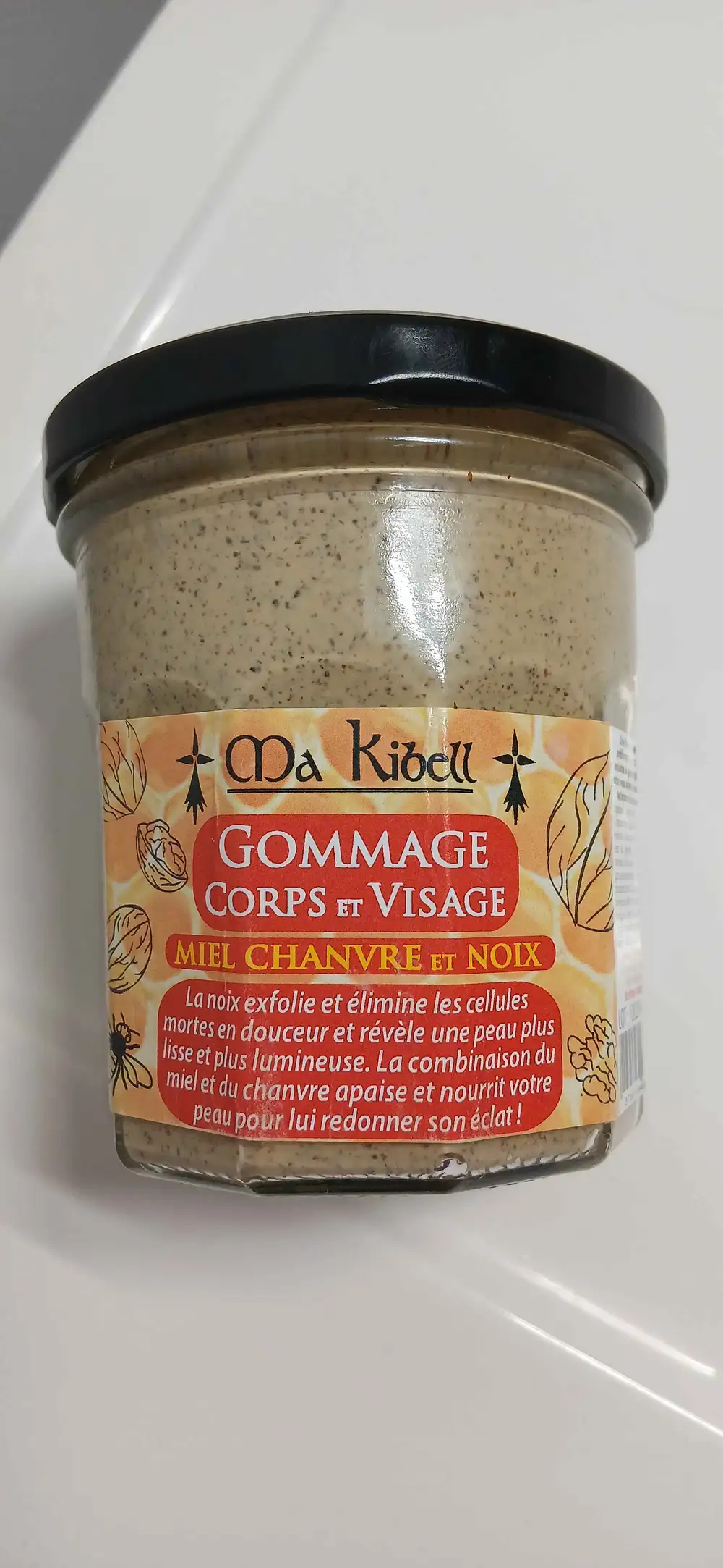 MA KIBELL - Gommage corps et visage miel chanvre et noix