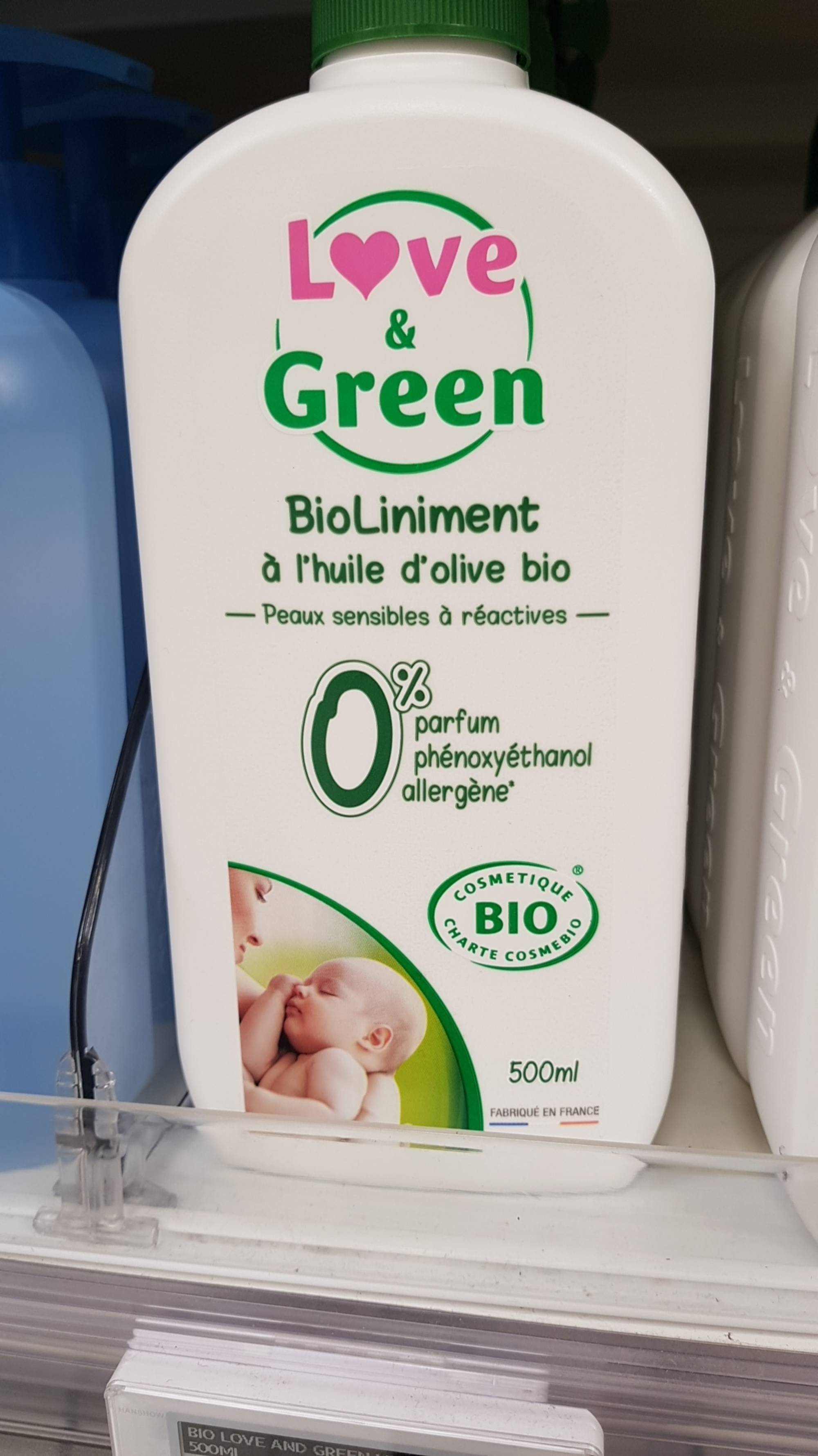 LOT DE 2X Love & Green BioLiniment à l'Huile d'Olive Bio 500ml