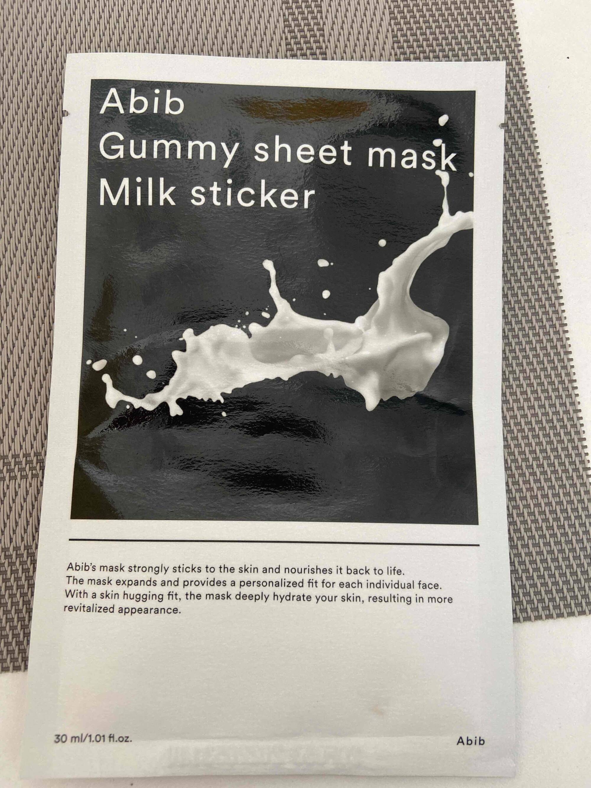 ABIB - Gummy sheet mask Milk sticker