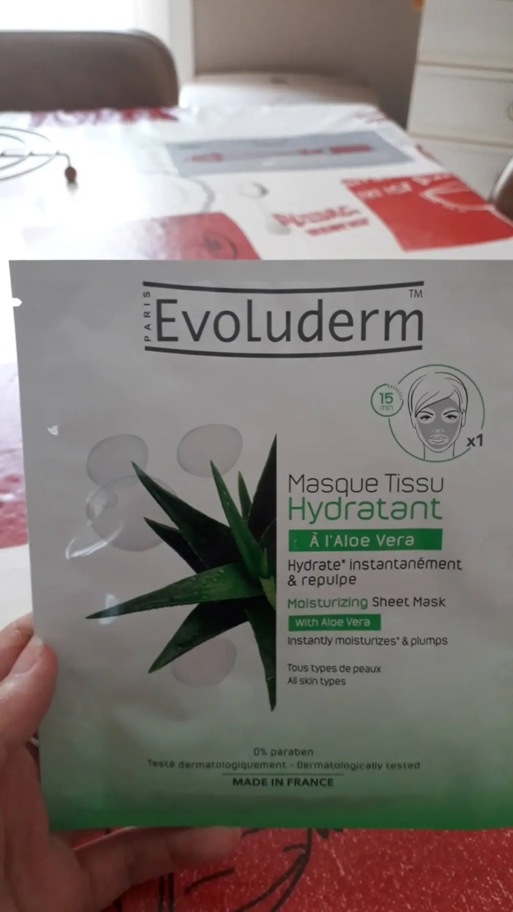 EVOLUDERM - Masque tissu hydratant à l'aloe vera