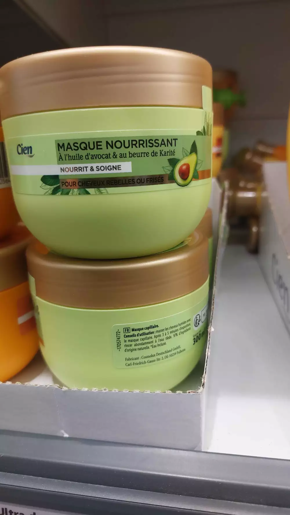 CIEN - Masque nourrissant à l'huile d'avocat & au beurre de karité