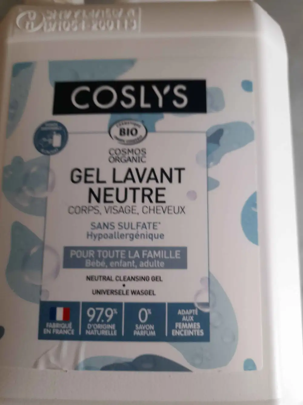 COSLYS - Gel lavant neutre corps, visage, cheveux