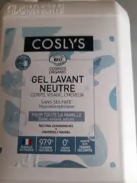 COSLYS - Gel lavant neutre corps, visage, cheveux
