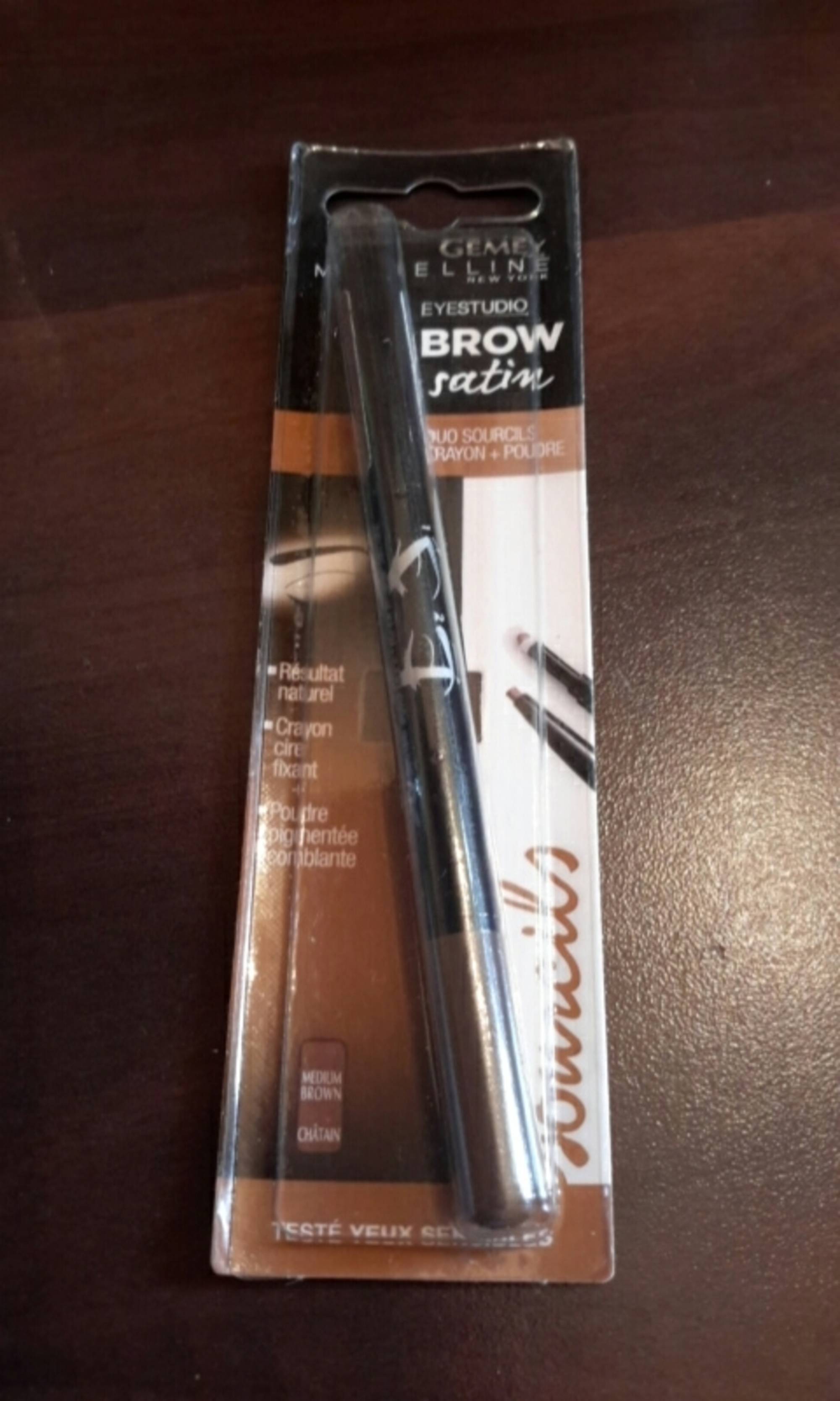 GEMEY MAYBELLINE - Eyestudio brow satin - Duo sourcils crayon + poudre medium brown châtain