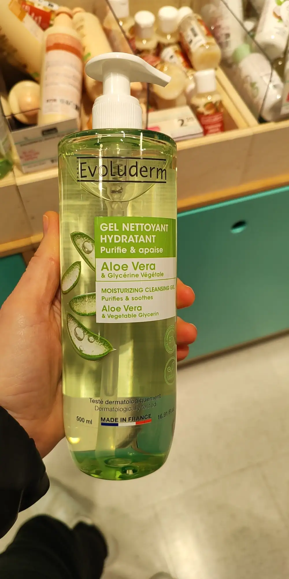 EVOLUDERM - Aloe vera - Gel nettoyant hydratant
