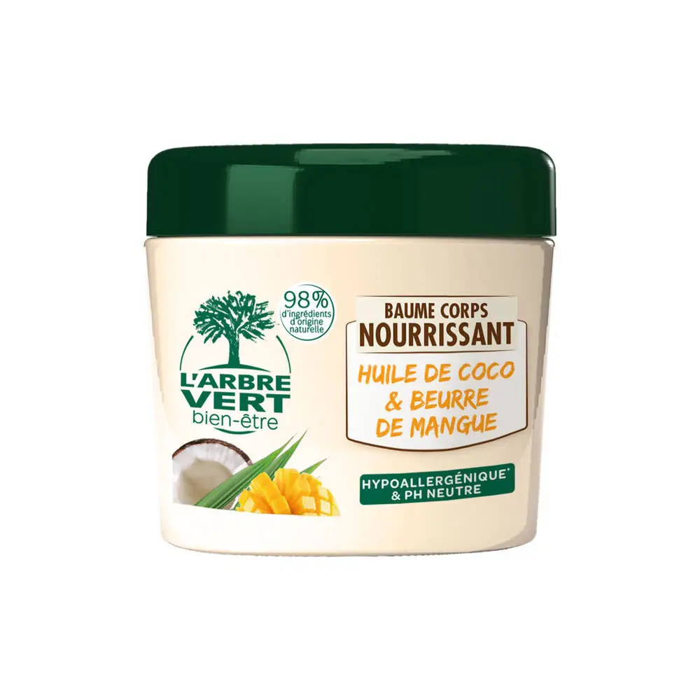 L'ARBRE VERT BIEN-ÊTRE - L'Arbre Vert Bien-être Baume corps Nourrissant à l'huile de Coco et beurre de Mangue - Hypoallergénique - 98% d'ingrédients d'origine naturelle - 185mL